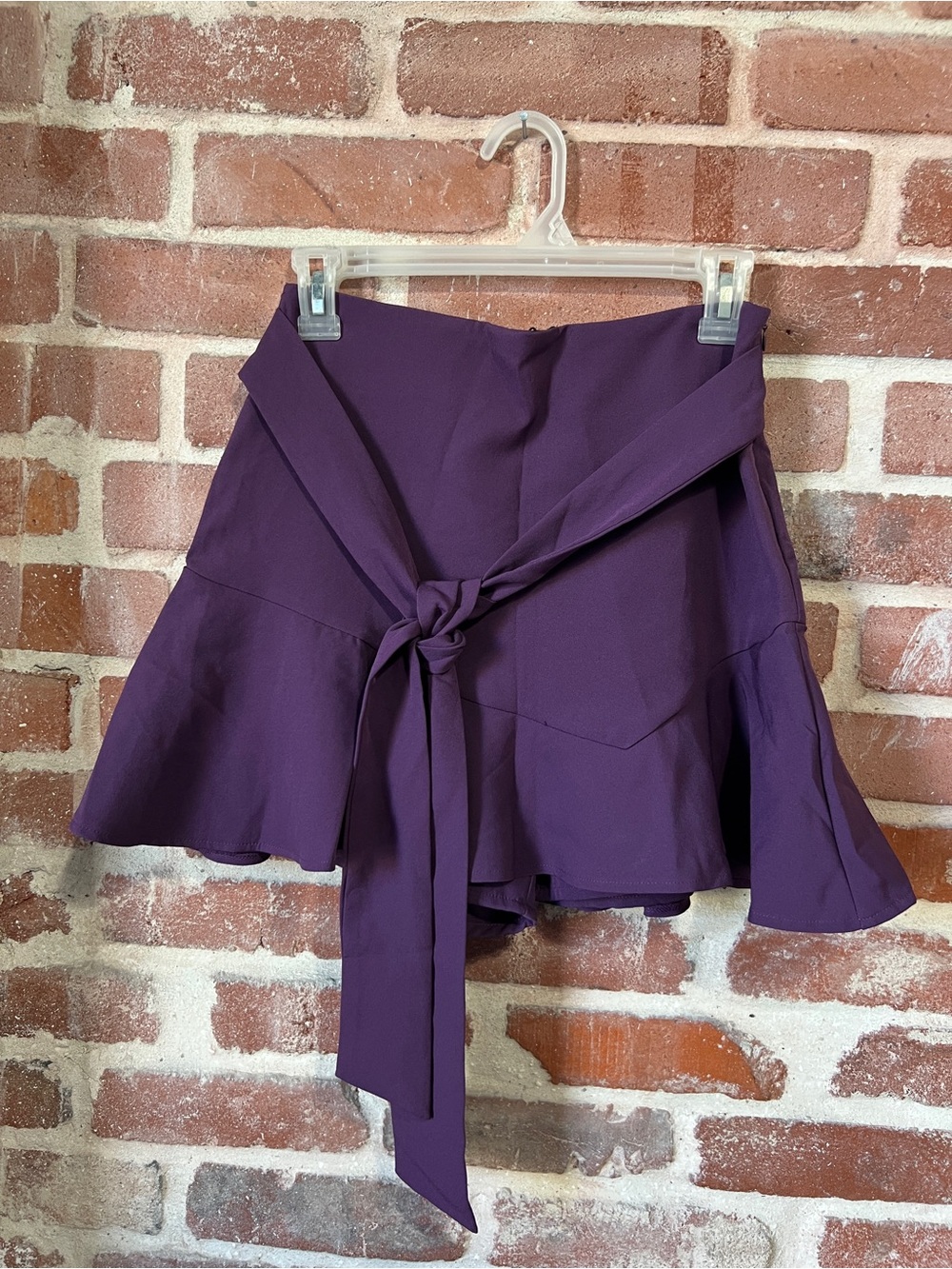 ZARA Purple Tie-Front Ruffle Mini SKORT